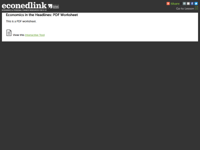 Thumbnail for Economics in the Headlines: PDF Worksheet resource