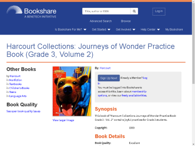 Thumbnail for Harcourt Collections: Journeys of Wonder Practice Book (Grade 3, Volume 2) resource
