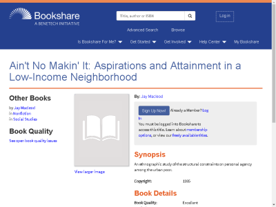 Thumbnail for Ain't No Makin' It: Aspirations and Attainment in a Low-Income Neighborhood resource