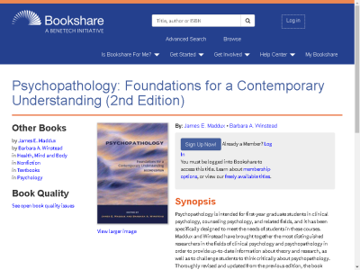 Thumbnail for Psychopathology: Foundations for a Contemporary Understanding (2nd Edition) resource