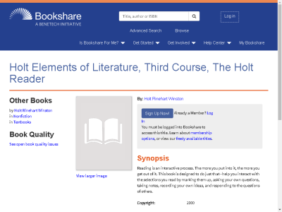 Thumbnail for Holt Elements of Literature, Third Course, The Holt Reader resource