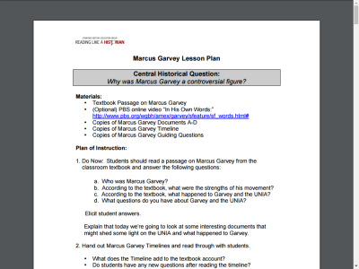 Thumbnail for Reading Like a Historian: Marcus Garvey resource