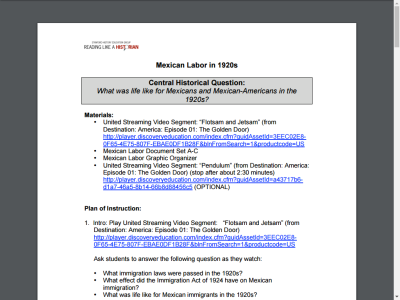 Thumbnail for Reading Like a Historian: Mexican Labor in the 1920s resource