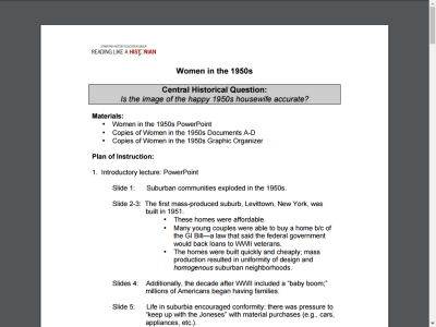 Thumbnail for Reading Like a Historian: Women in the 1950s resource