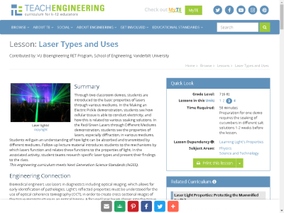 Thumbnail for Laser Types and Uses resource