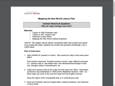 Thumbnail for Reading Like a Historian: Mapping the New World resource