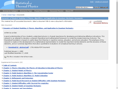 Thumbnail for Dynamics of Student Modeling: A Theory, Algorithms, and Application to Quantum Mechanics resource