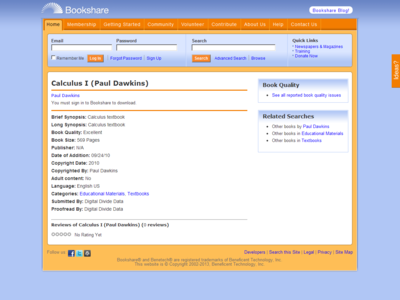 Thumbnail for Calculus I (Paul Dawkins) resource