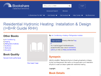 Thumbnail for Residential Hydronic Heating: Installation & Design (I=B=R Guide RHH) resource