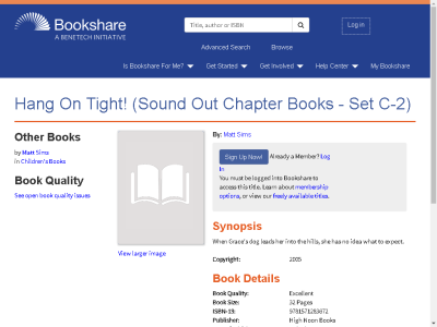 Thumbnail for Hang On Tight! (Sound Out Chapter Books - Set C-2) resource