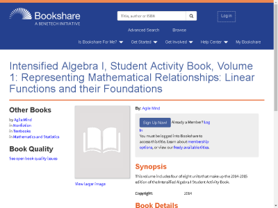 Thumbnail for Intensified Algebra I, Student Activity Book, Volume 1: Representing Mathematical Relationships: Linear Functions and their Foundations resource