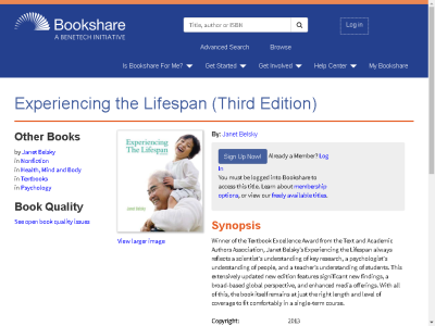 Thumbnail for Experiencing the Lifespan (Third Edition) resource