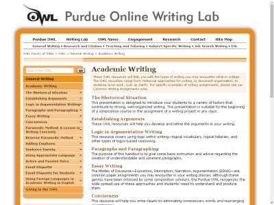 Thumbnail for The Purdue OWL: Academic Writing resource