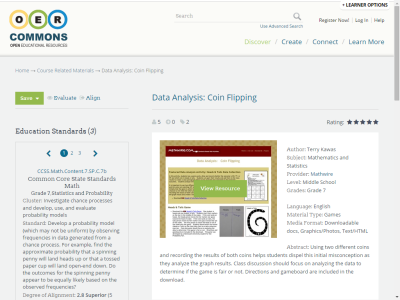 Thumbnail for Data Analysis: Coin Flipping resource