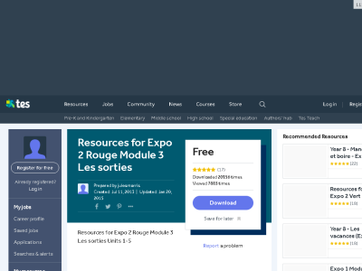 Thumbnail for Resources for Expo 2 Rouge Module 3 Les sorties resource