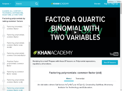 Thumbnail for How to factor a quartic binomial with two variables by taking a common factor (example) resource