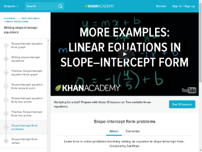 Thumbnail for More examples of constructing linear equations in slope-intercept form resource