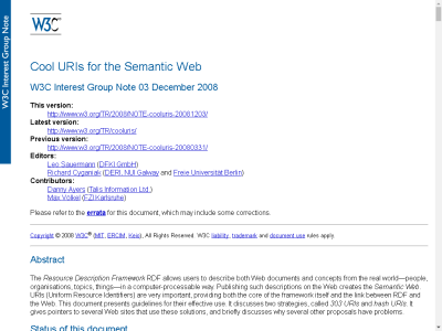 Thumbnail for Cool URIs for the Semantic Web resource