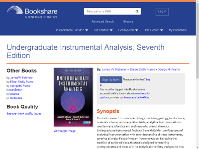 Thumbnail for Undergraduate Instrumental Analysis, Seventh Edition resource