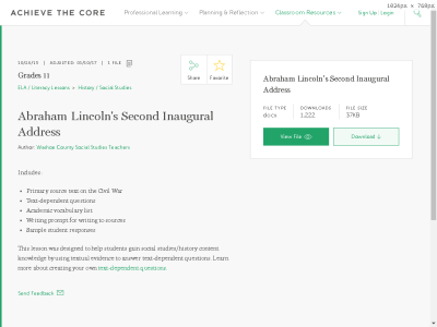 Thumbnail for Abraham Lincoln's Second Inaugural Address resource