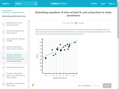 Thumbnail for Estimating equations of lines of best fit, and using them to make predictions resource