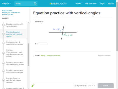 Thumbnail for Equation practice with vertical angles resource