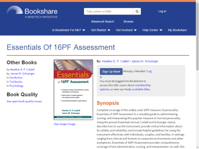 Thumbnail for Essentials Of 16PF Assessment resource