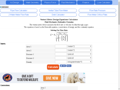 Thumbnail for AJ Venturi Meter Calculator resource