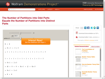 Thumbnail for The Number of Partitions into Odd Parts Equals the Number of Partitions into Distinct Parts resource