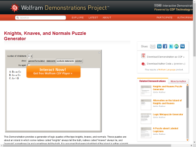 Thumbnail for Knights, Knaves, and Normals Puzzle Generator resource