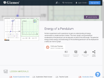 Thumbnail for Energy of a Pendulum resource