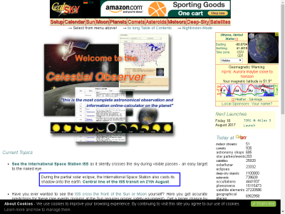 Thumbnail for Astronomical and Space Calendar - CalSKY resource