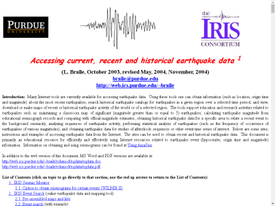 Thumbnail for Accessing Current, Recent and Historical Earthquake Data resource