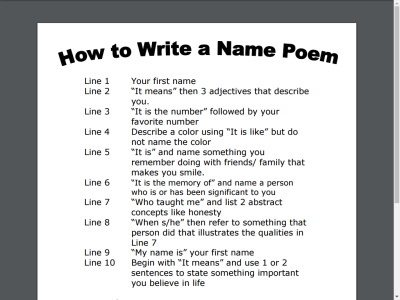 Thumbnail for How to Write a Name Poem resource