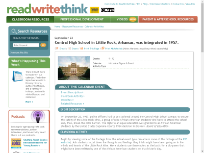Thumbnail for Central High School in Little Rock, Arkansas, was integrated in 1957. resource
