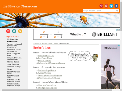 Thumbnail for The Physics Classroom: Newton's Laws resource