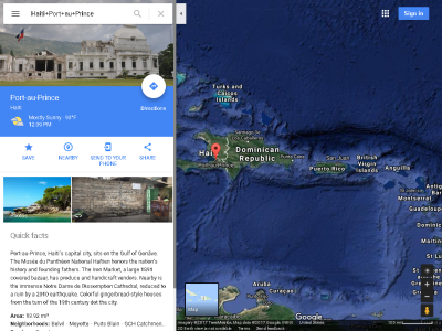 Thumbnail for Port au Prince, Haiti: Google Maps resource