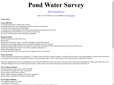 Thumbnail for Pond Water Survey resource