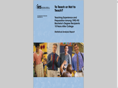 Thumbnail for To Teach or Not to Teach? Teaching Experience and Preparation Among 1992-93 Bachelor's Degree Recipients 10 Years After College resource