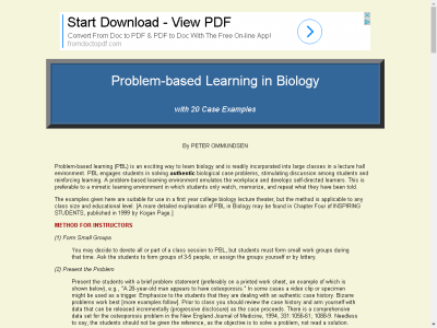 Thumbnail for Problem-based Learning in Biology with 20 Case Examples resource
