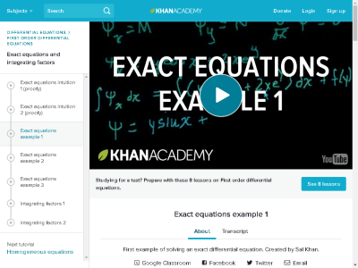Thumbnail for Exact Equations Example 1 resource
