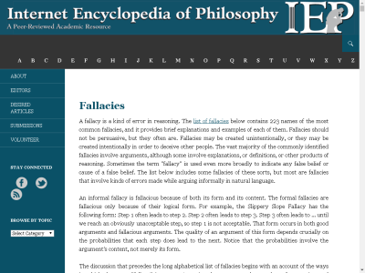 Thumbnail for The Internet Encyclopedia of Philosophy: Fallacies resource