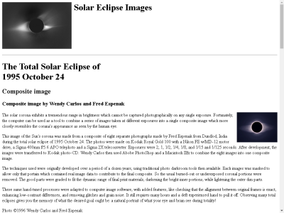 Thumbnail for Total Solar Eclipse of October, 1995 resource