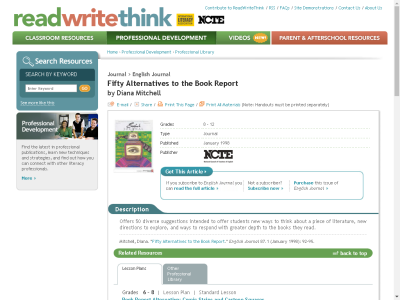 Thumbnail for Fifty Alternatives to the Book Report resource