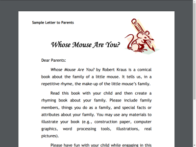 Thumbnail for Sample Letter to Parents resource