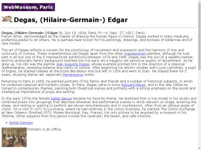 Thumbnail for WebMuseum, Paris - Edgar Degas resource