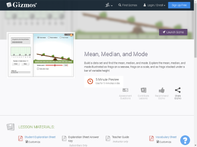 Thumbnail for Mean, Median and Mode resource