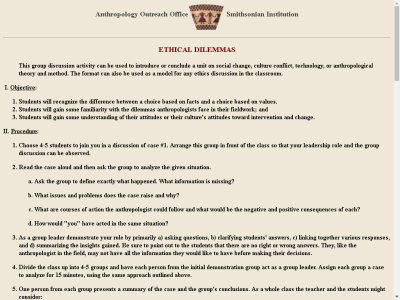 Thumbnail for Anthropology Teaching Activities: Ethical Dilemmas resource