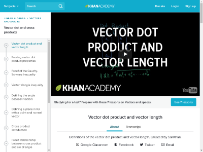 Thumbnail for Vector Dot Product And Vector Length resource