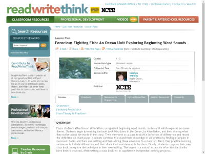 Thumbnail for Ferocious Fighting Fish: An Ocean Unit Exploring Beginning Word Sounds resource